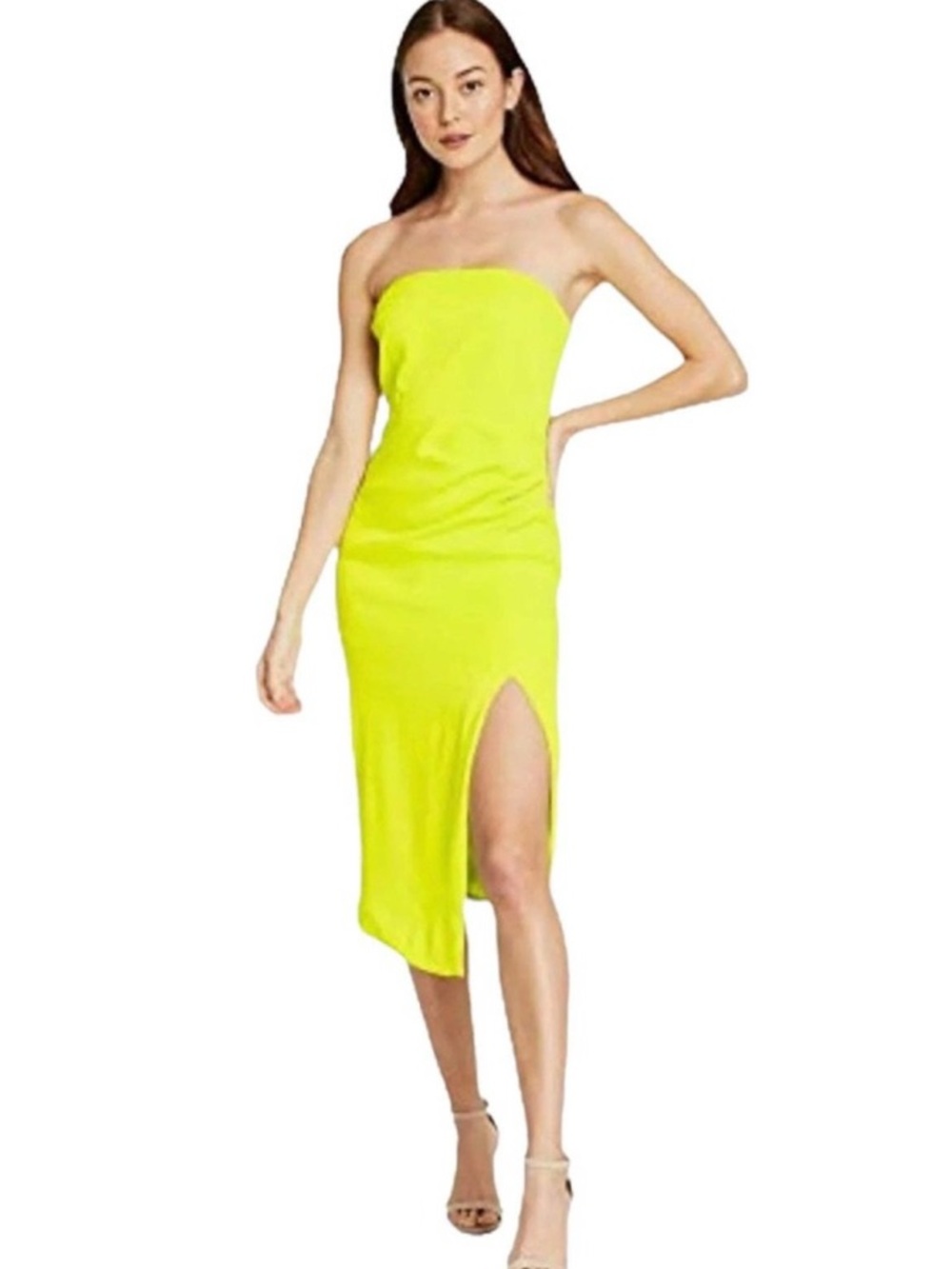 NEW NWT Cushnie x Target Lime Green Midi Side Slit Dress size 6